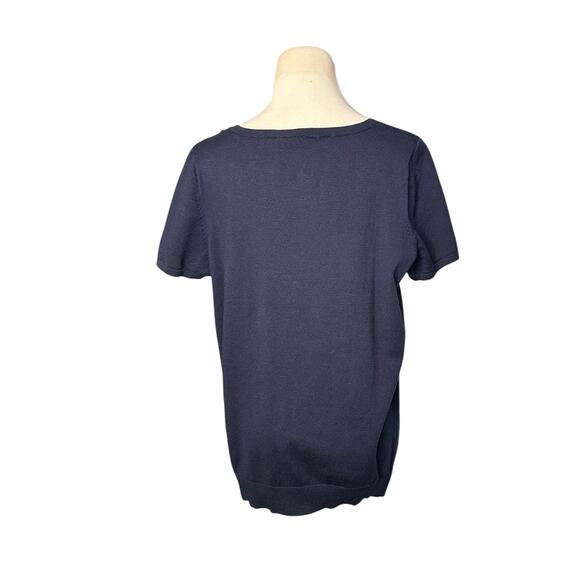 Talbots navy blue short sleeves sweater top size X - 14 - Picture 7 of 16